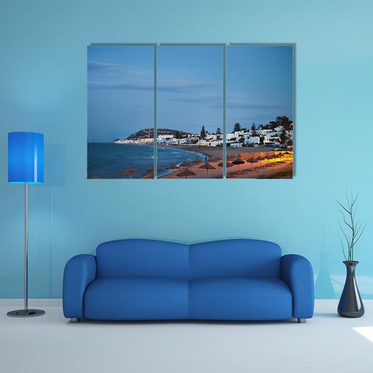 Beach In Gammarth Canvas Wall Art-3 Horizontal-Gallery Wrap-37" x 24"-Tiaracle