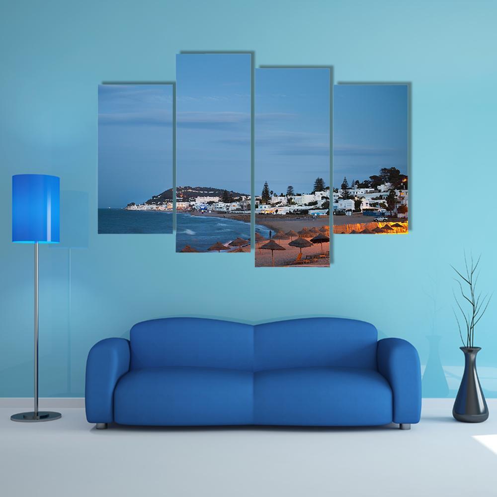 Beach In Gammarth Canvas Wall Art-4 Pop-Gallery Wrap-50" x 32"-Tiaracle