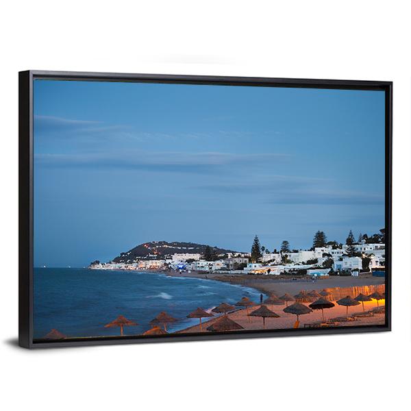 Beach In Gammarth Canvas Wall Art-3 Horizontal-Gallery Wrap-25" x 16"-Tiaracle