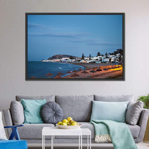 Beach In Gammarth Canvas Wall Art-3 Horizontal-Gallery Wrap-25" x 16"-Tiaracle