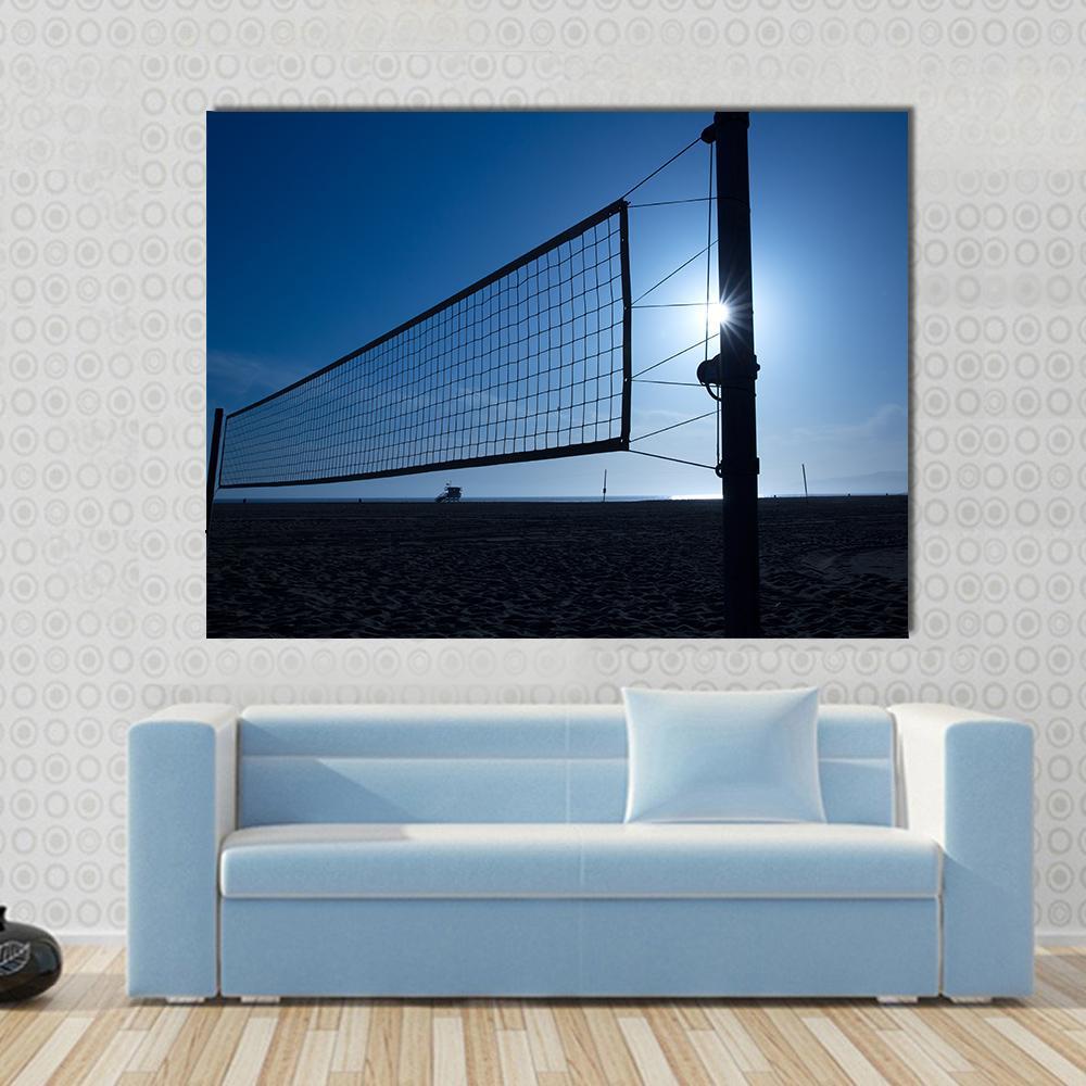 Volleyball Net On Beach Canvas Wall Art-1 Piece-Gallery Wrap-48" x 32"-Tiaracle