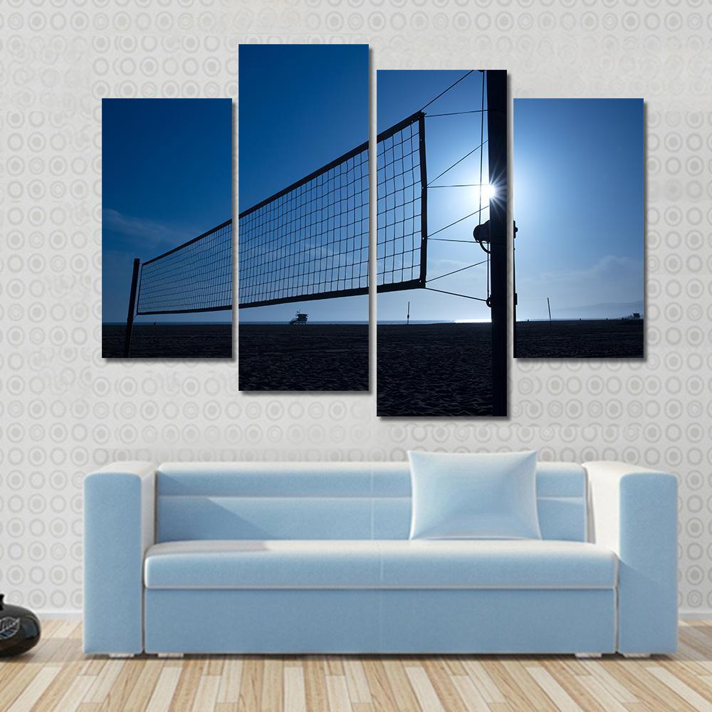 Volleyball Net On Beach Canvas Wall Art-4 Pop-Gallery Wrap-50" x 32"-Tiaracle