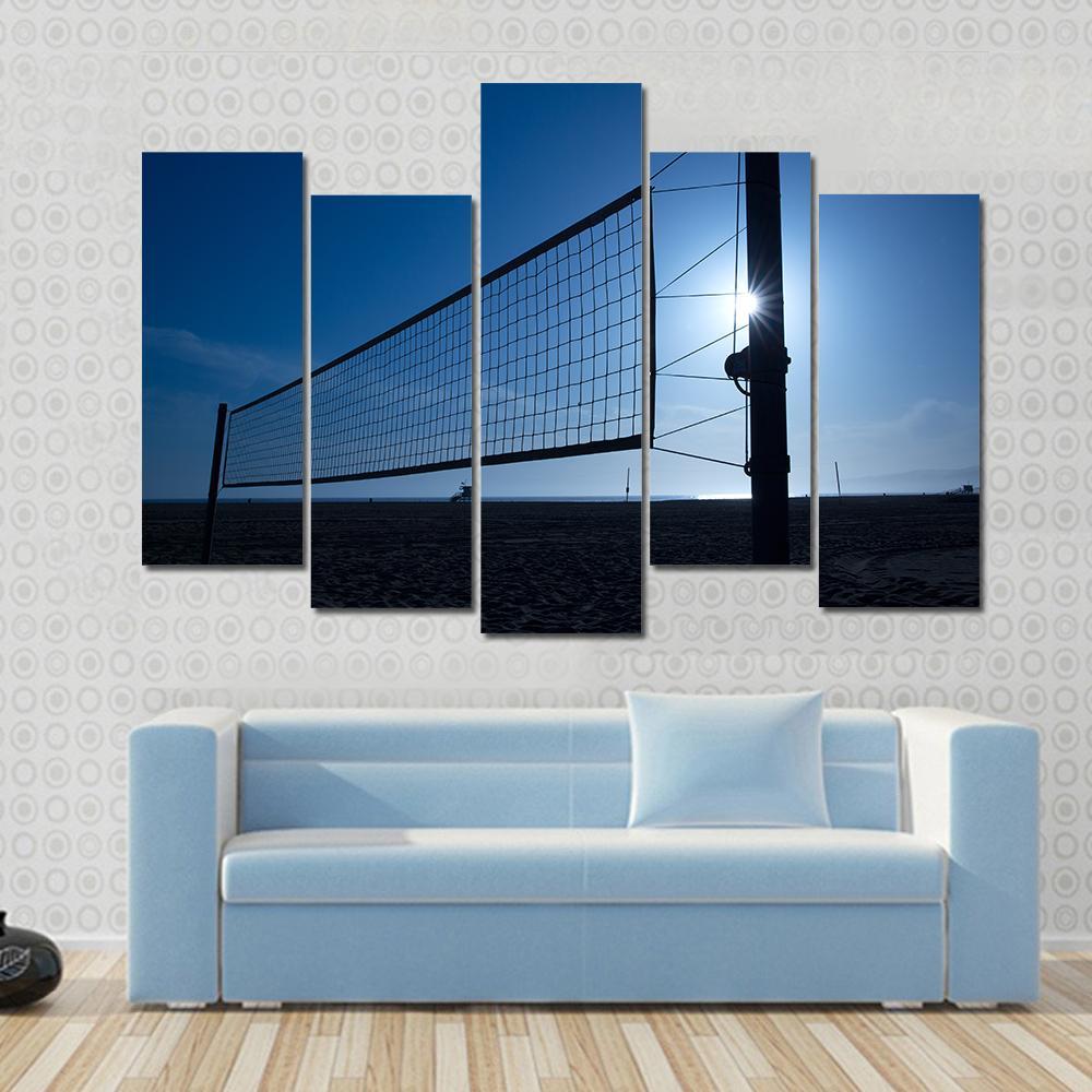 Volleyball Net On Beach Canvas Wall Art-5 Pop-Gallery Wrap-47" x 32"-Tiaracle