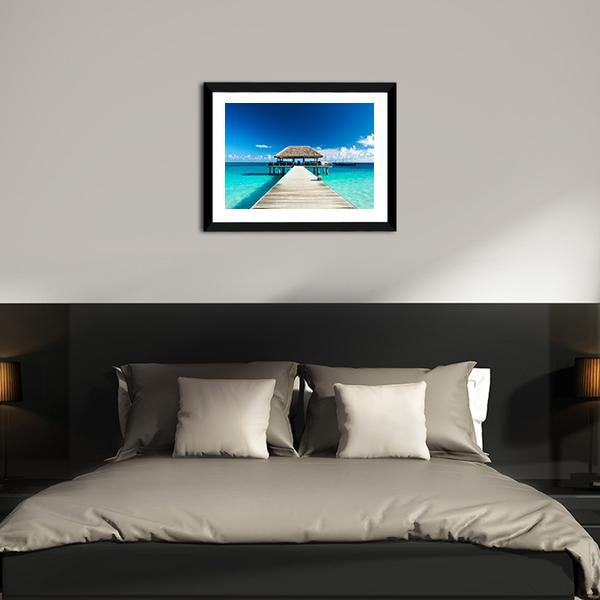 Beach With Jetty Maldives Canvas Wall Art-3 Horizontal-Gallery Wrap-25" x 16"-Tiaracle