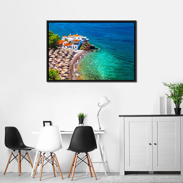 Islands Hydra Greek Canvas Wall Art-3 Horizontal-Gallery Wrap-25" x 16"-Tiaracle