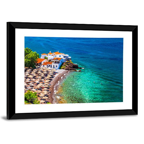 Islands Hydra Greek Canvas Wall Art-3 Horizontal-Gallery Wrap-25" x 16"-Tiaracle