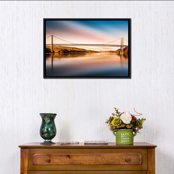 Bear Mountain Bridge Canvas Wall Art-1 Piece-Floating Frame-24" x 16"-Tiaracle
