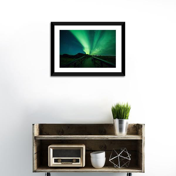 Aurora Borealis In Iceland Canvas Wall Art-1 Piece-Framed Print-20" x 16"-Tiaracle