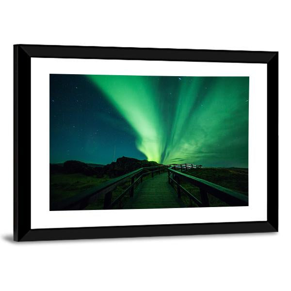 Aurora Borealis In Iceland Canvas Wall Art-3 Horizontal-Gallery Wrap-25" x 16"-Tiaracle