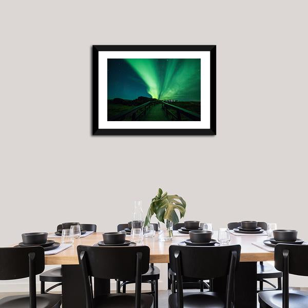 Aurora Borealis In Iceland Canvas Wall Art-3 Horizontal-Gallery Wrap-25" x 16"-Tiaracle