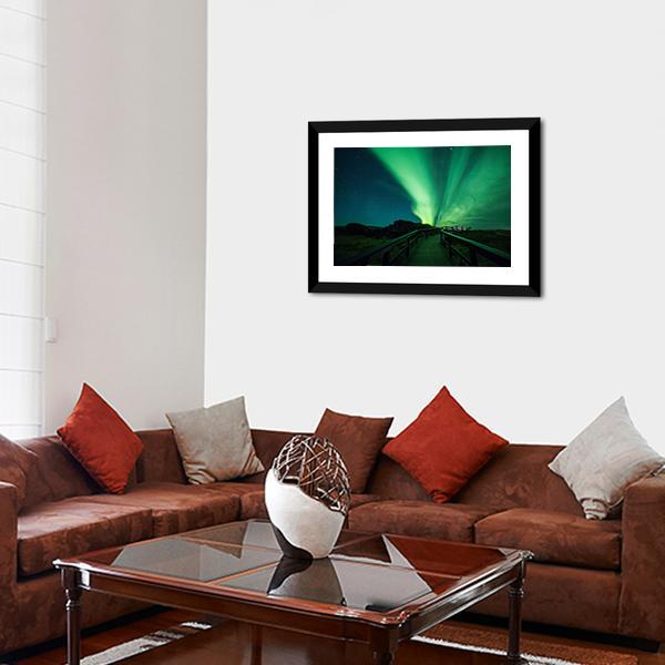 Aurora Borealis In Iceland Canvas Wall Art-3 Horizontal-Gallery Wrap-25" x 16"-Tiaracle