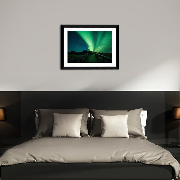 Aurora Borealis In Iceland Canvas Wall Art-3 Horizontal-Gallery Wrap-25" x 16"-Tiaracle