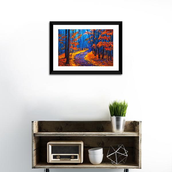 Beautiful Autumn Forest Pathway Canvas Wall Art-1 Piece-Framed Print-20" x 16"-Tiaracle