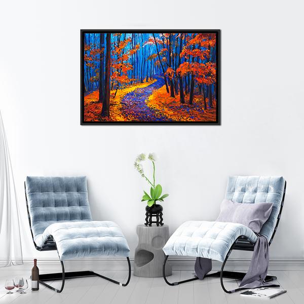 Beautiful Autumn Forest Pathway Canvas Wall Art-3 Horizontal-Gallery Wrap-25" x 16"-Tiaracle