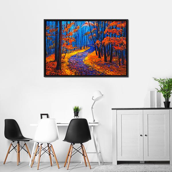 Beautiful Autumn Forest Pathway Canvas Wall Art-3 Horizontal-Gallery Wrap-25" x 16"-Tiaracle