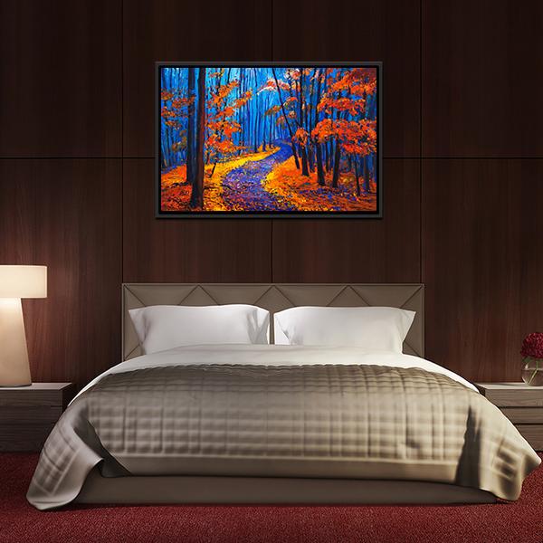 Beautiful Autumn Forest Pathway Canvas Wall Art-3 Horizontal-Gallery Wrap-25" x 16"-Tiaracle