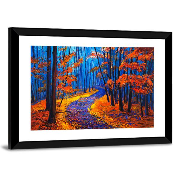 Beautiful Autumn Forest Pathway Canvas Wall Art-3 Horizontal-Gallery Wrap-25" x 16"-Tiaracle