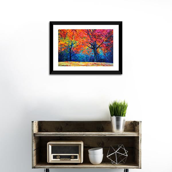 Beautiful Autumn Forest Trees Canvas Wall Art-1 Piece-Framed Print-20" x 16"-Tiaracle