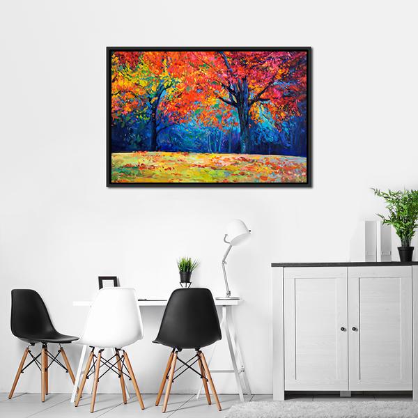 Beautiful Autumn Forest Trees Canvas Wall Art-3 Horizontal-Gallery Wrap-25" x 16"-Tiaracle