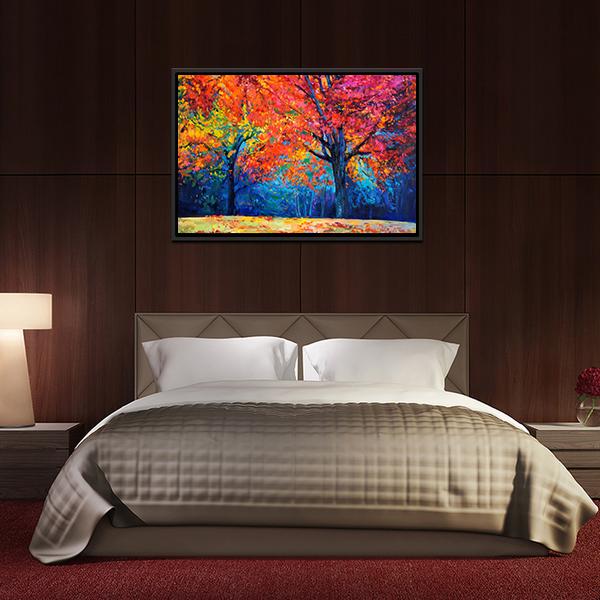 Beautiful Autumn Forest Trees Canvas Wall Art-3 Horizontal-Gallery Wrap-25" x 16"-Tiaracle