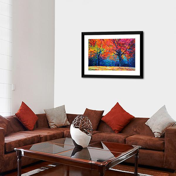 Beautiful Autumn Forest Trees Canvas Wall Art-3 Horizontal-Gallery Wrap-25" x 16"-Tiaracle