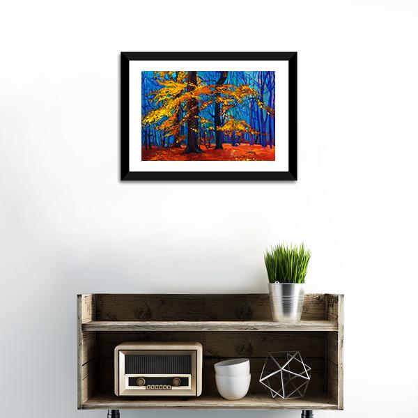 Autumn Trees Abstract Canvas Wall Art-3 Horizontal-Gallery Wrap-25" x 16"-Tiaracle