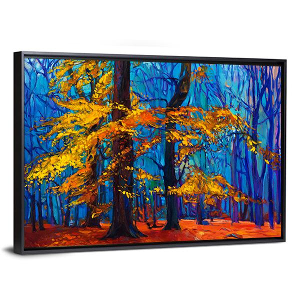 Autumn Trees Abstract Canvas Wall Art-3 Horizontal-Gallery Wrap-25" x 16"-Tiaracle