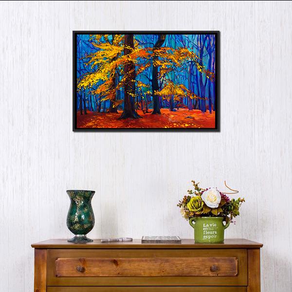 Autumn Trees Abstract Canvas Wall Art-3 Horizontal-Gallery Wrap-25" x 16"-Tiaracle