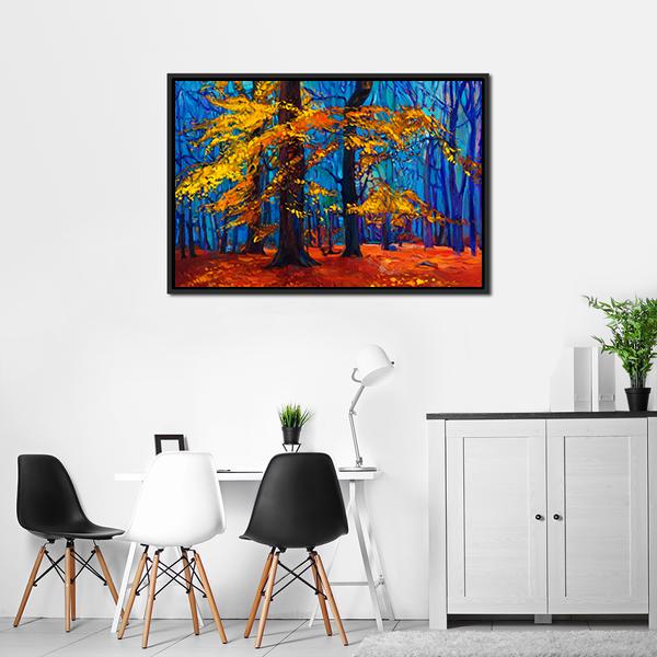 Autumn Trees Abstract Canvas Wall Art-3 Horizontal-Gallery Wrap-25" x 16"-Tiaracle