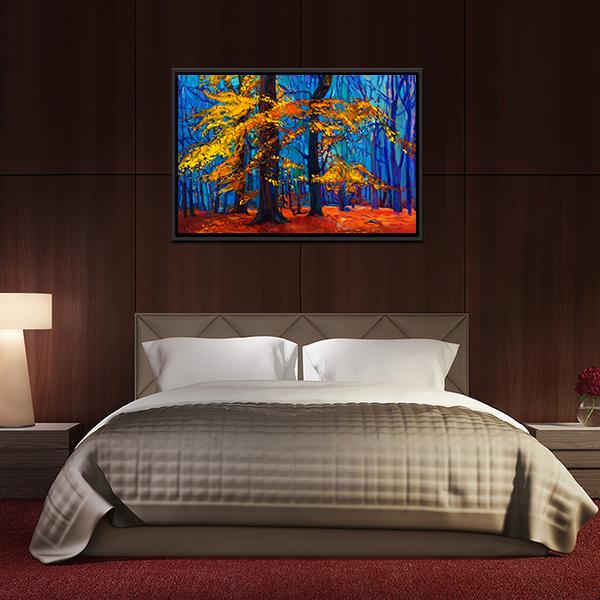 Autumn Trees Abstract Canvas Wall Art-3 Horizontal-Gallery Wrap-25" x 16"-Tiaracle