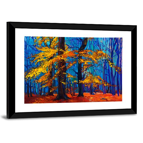 Autumn Trees Abstract Canvas Wall Art-3 Horizontal-Gallery Wrap-25" x 16"-Tiaracle