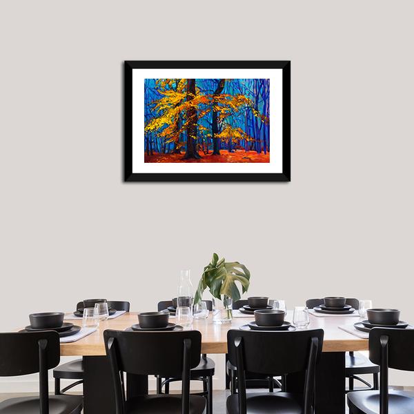 Autumn Trees Abstract Canvas Wall Art-1 Piece-Framed Print-20" x 16"-Tiaracle