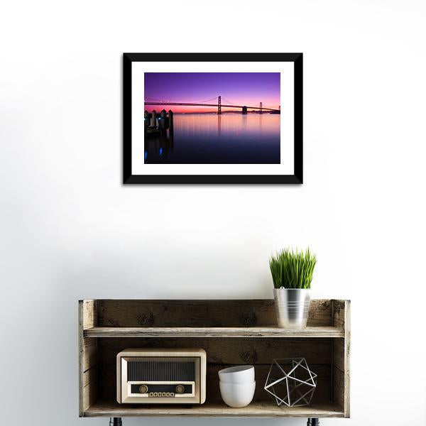 Beautiful Bay Bridge Canvas Wall Art-1 Piece-Framed Print-20" x 16"-Tiaracle