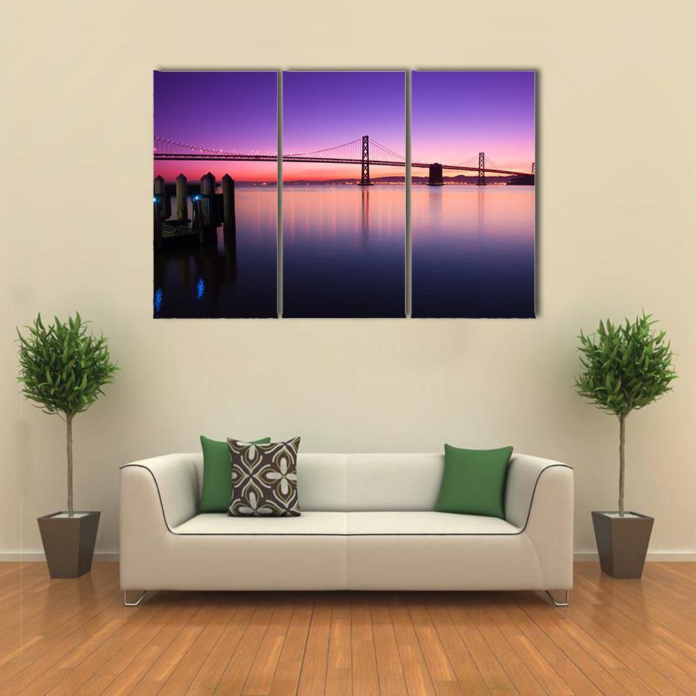 Beautiful Bay Bridge Canvas Wall Art-3 Horizontal-Gallery Wrap-37" x 24"-Tiaracle