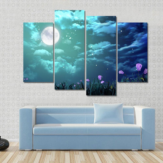 Beautiful Moon At Night Canvas Wall Art-4 Pop-Gallery Wrap-50" x 32"-Tiaracle