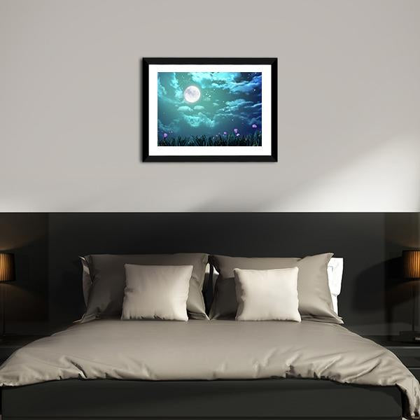 Beautiful Moon At Night Canvas Wall Art-3 Horizontal-Gallery Wrap-25" x 16"-Tiaracle