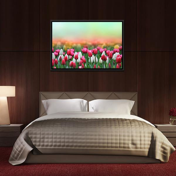 Beautiful Tulips Field Canvas Wall Art-3 Horizontal-Gallery Wrap-25" x 16"-Tiaracle