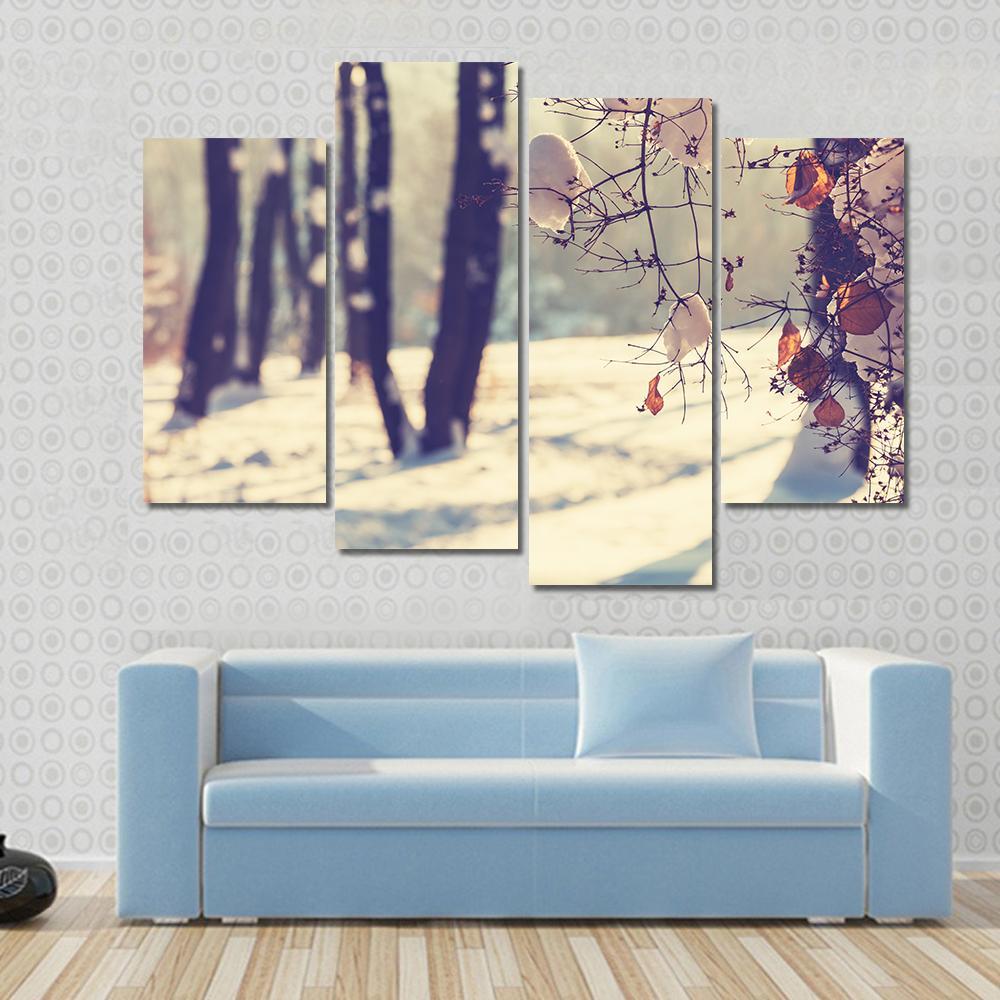 Beautiful Winter Scene Canvas Wall Art-4 Pop-Gallery Wrap-50" x 32"-Tiaracle