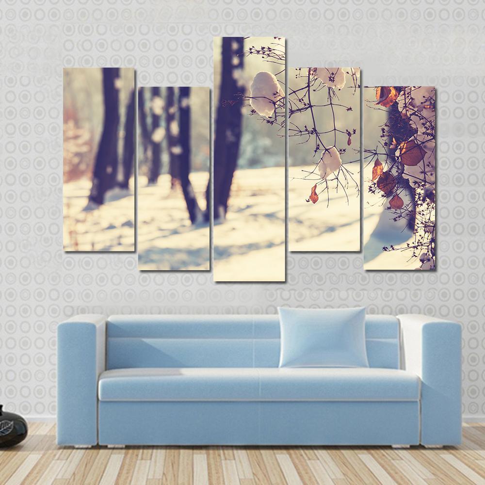 Beautiful Winter Scene Canvas Wall Art-5 Pop-Gallery Wrap-47" x 32"-Tiaracle