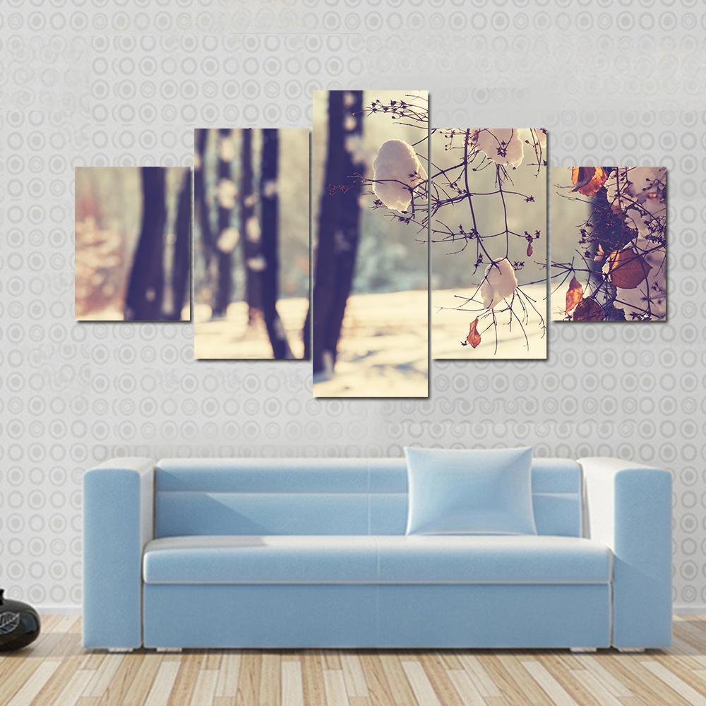 Beautiful Winter Scene Canvas Wall Art-5 Star-Gallery Wrap-62" x 32"-Tiaracle