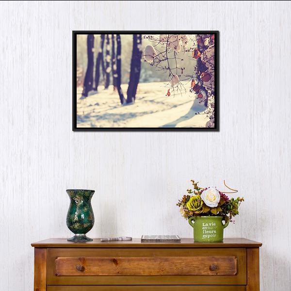 Beautiful Winter Scene Canvas Wall Art-1 Piece-Floating Frame-24" x 16"-Tiaracle