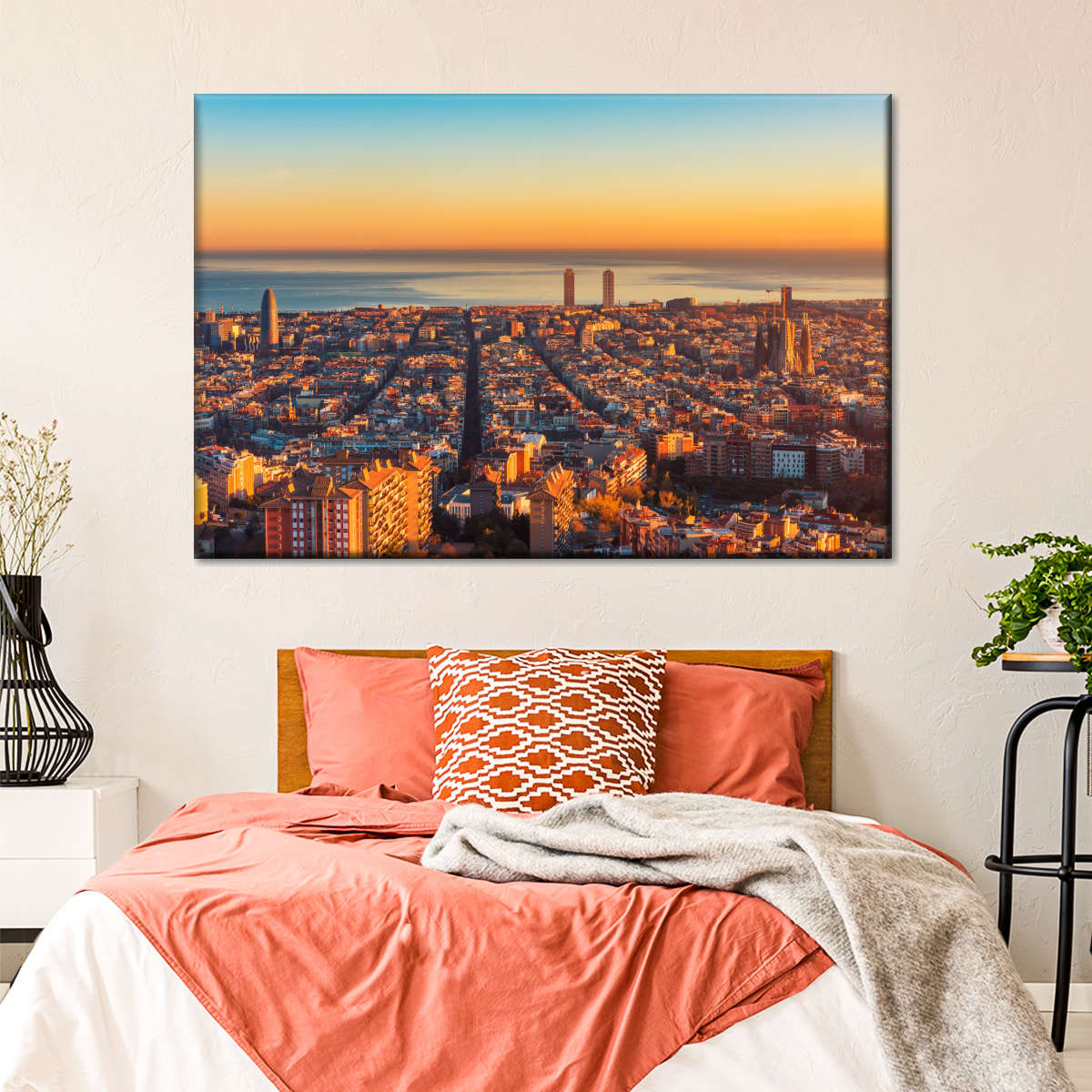 Barcelona Sunset Horizon Wandkunst