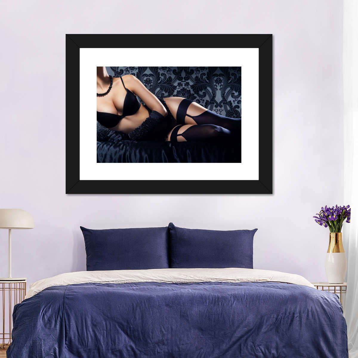 سیاہ دیوار آرٹ میں سیکسی عورت