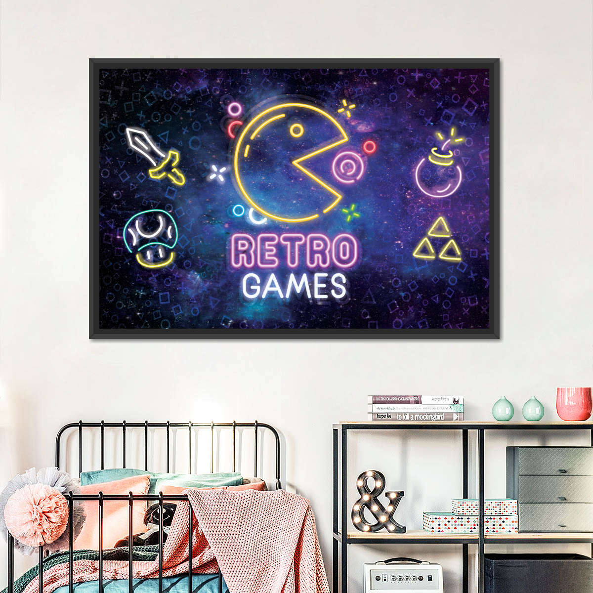 Neon -Retro -Spiele Wandkunst