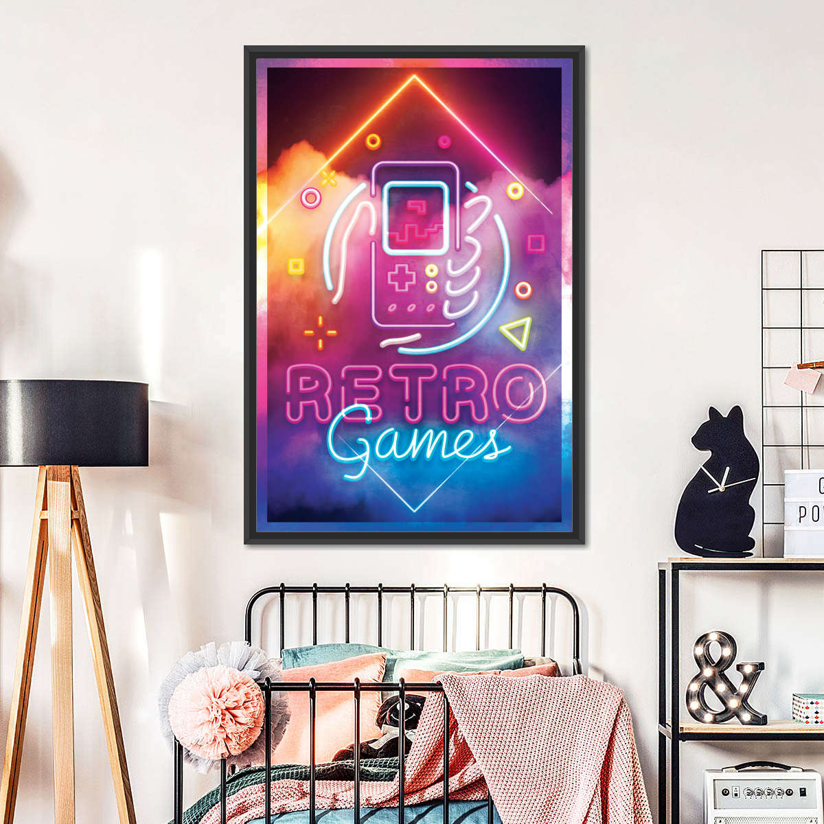 ریٹرو گیمز نیین لائٹ وال آرٹ