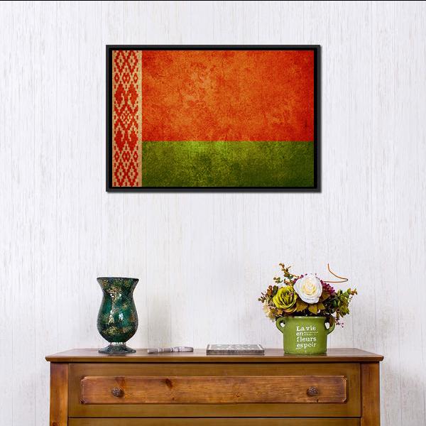 Belarus Flag Canvas Wall Art-1 Piece-Floating Frame-24" x 16"-Tiaracle