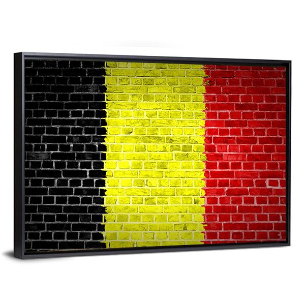 Belgium Flag On Brick Wall Canvas Wall Art-3 Horizontal-Gallery Wrap-25" x 16"-Tiaracle