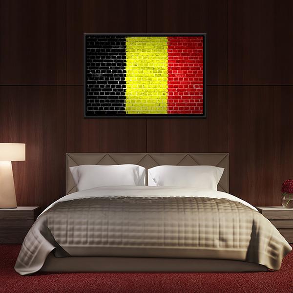 Belgium Flag On Brick Wall Canvas Wall Art-3 Horizontal-Gallery Wrap-25" x 16"-Tiaracle