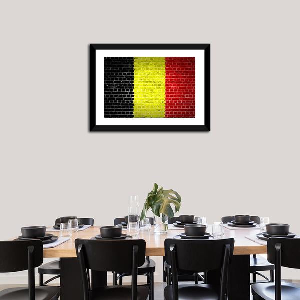 Belgium Flag On Brick Wall Canvas Wall Art-3 Horizontal-Gallery Wrap-25" x 16"-Tiaracle