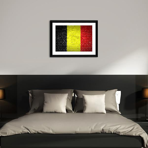 Belgium Flag On Brick Wall Canvas Wall Art-3 Horizontal-Gallery Wrap-25" x 16"-Tiaracle